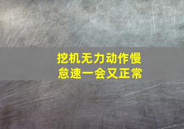 挖机无力动作慢 怠速一会又正常